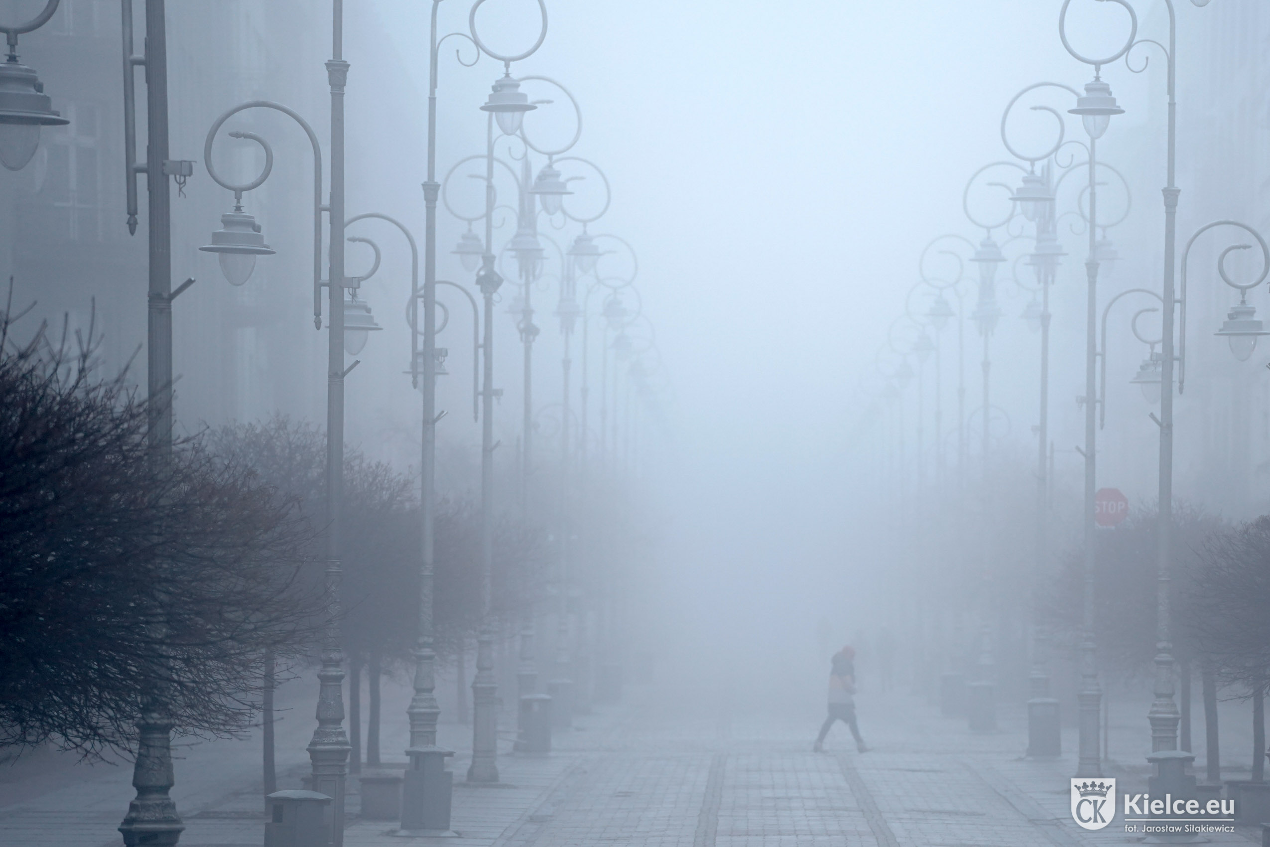 Gęste mgły na&nbsp;terenie Kielc. Ostrzeżenie IMGW