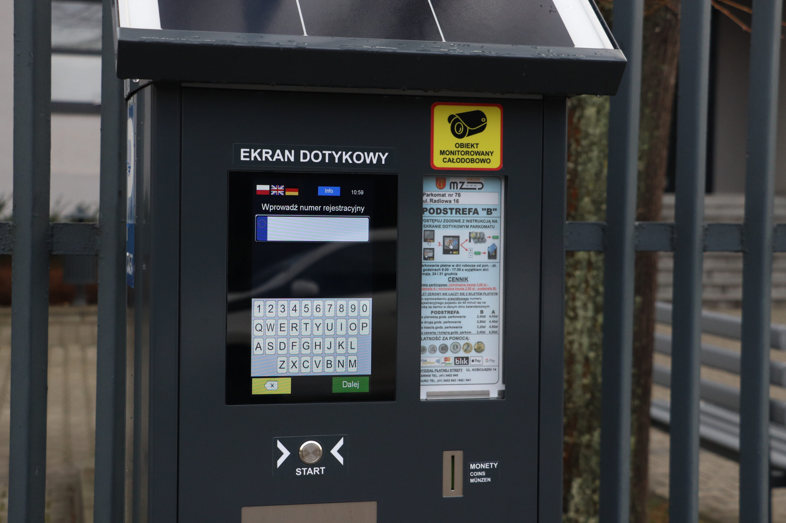 Parkomat zlokalizowany w podstrefie B